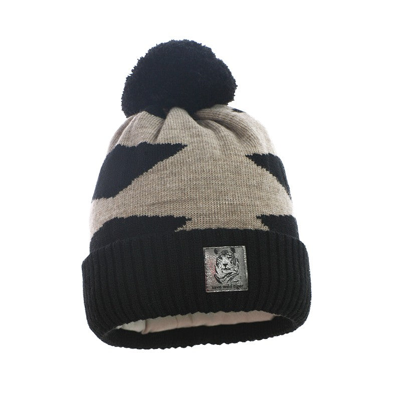 Pupill boy's hat with pompom SYBERIAN beige/black