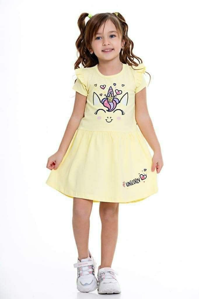 Cotton dress girl yellow 6844-27524 GKMOD