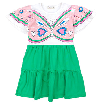 Cotton Butterfly Dress girl green 5532-7624 GKMOD