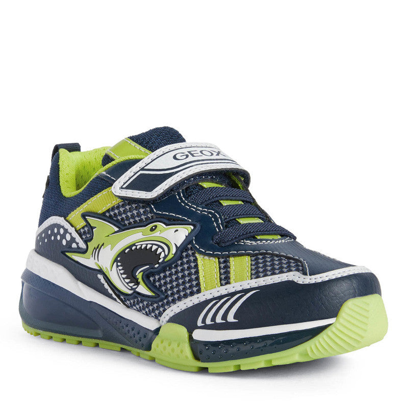 Boys' luminous sneakers Geox J25FEA-014BU-C0749 navy/lime color