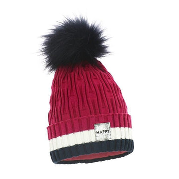 Pupill girl's hat with pompom VARIO amaranth