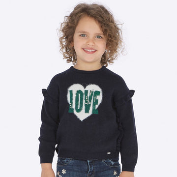 Intarsia sweater with ruffles for girls Mayoral 4304-37