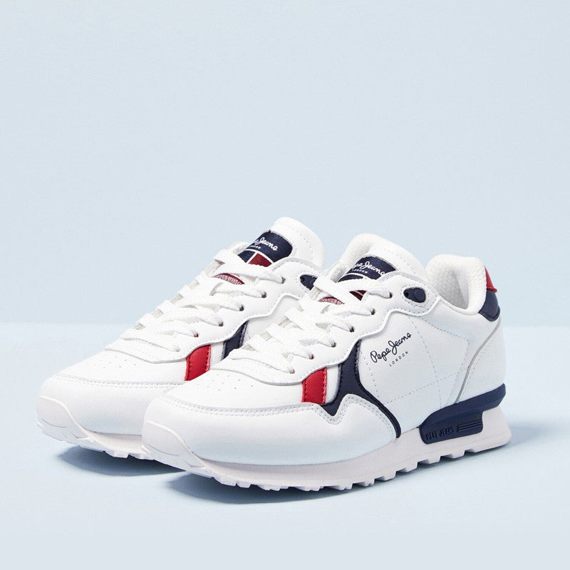 Pepe Jeans Sneakersy BRITT COLLEGE junior Boys PBS30494-800 WHITE