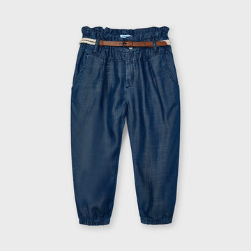 Girls' loose trousers with belt Mayoral 3552-48 Navy blue