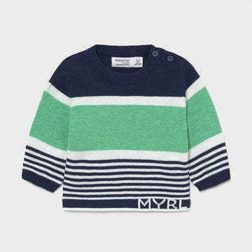 Mayoral 1333-93 navy/mint striped sweater for boys