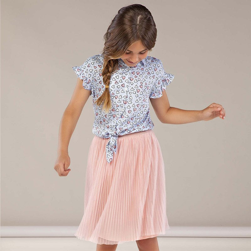 Pleated skirt for girls Mayoral 6951-79 Powder pink