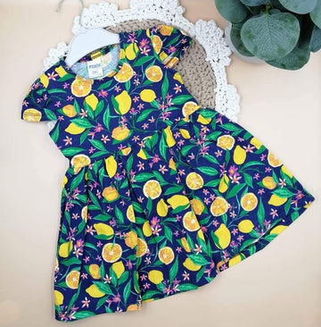 Cotton Dress Lemons girl navy blue 2111-27524 GKMOD