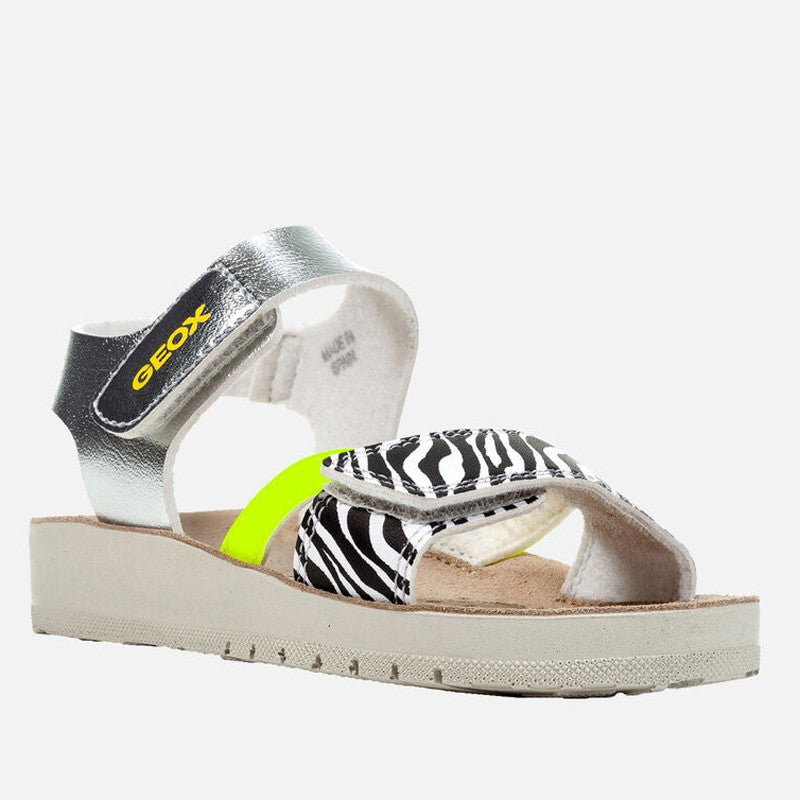 Geox J15EAC-004BN-C0598 Girls' Sandals Silver/Yellow