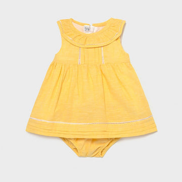 Linen dress for girls Mayoral 1834-39 Yellow