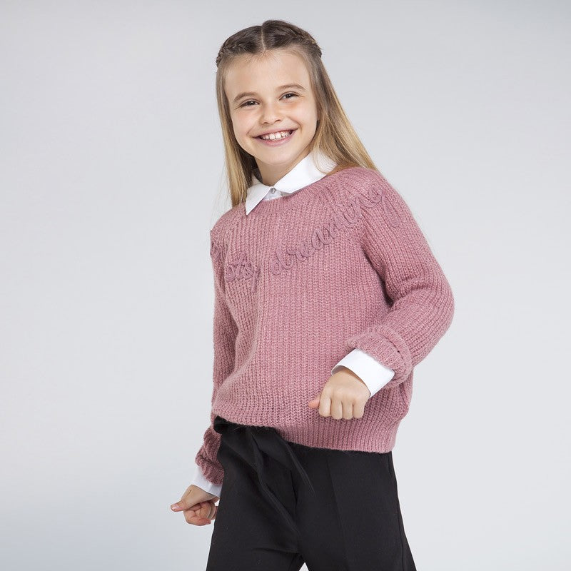 Embroidered girl's sweater Mayoral 7326-95 Pink