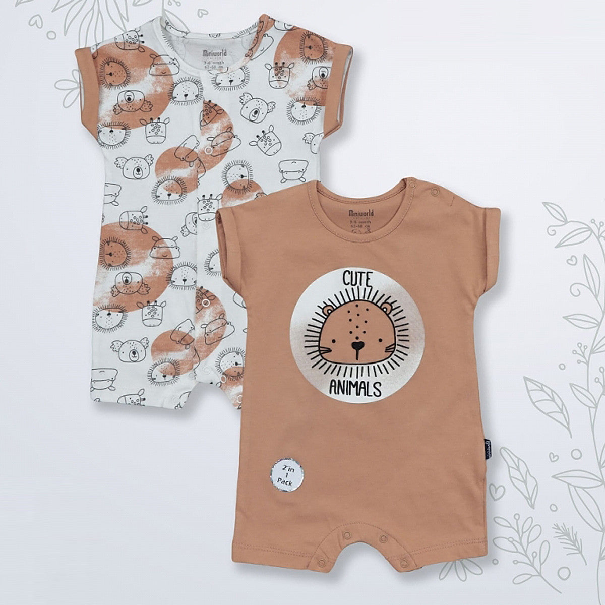 Animals Baby Rompers 2 Pack Boy Beige 18250-28524 GKMOC