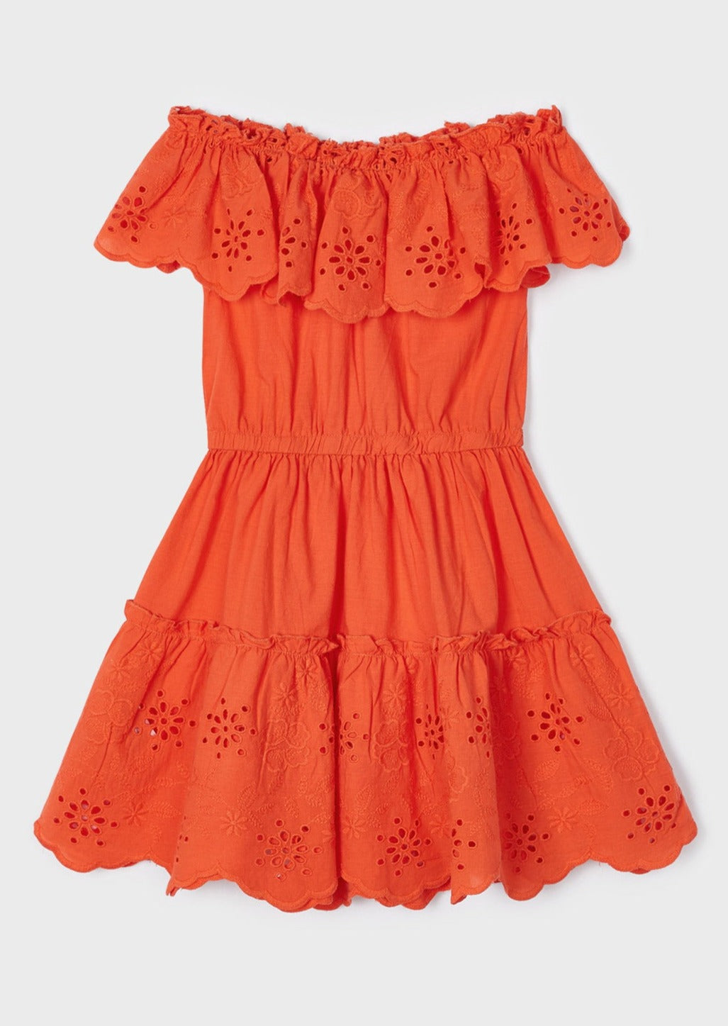 Mayoral 3929-88 Sukienka z ażurem dziewczynka kolor pomarańcz.