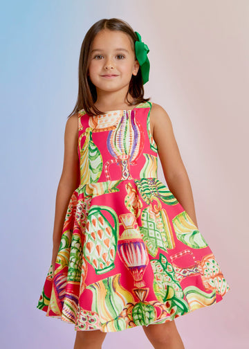 Abel & Lula 5056-80 Sukienka z krepy elegancka dziewczynka kolor truskawka