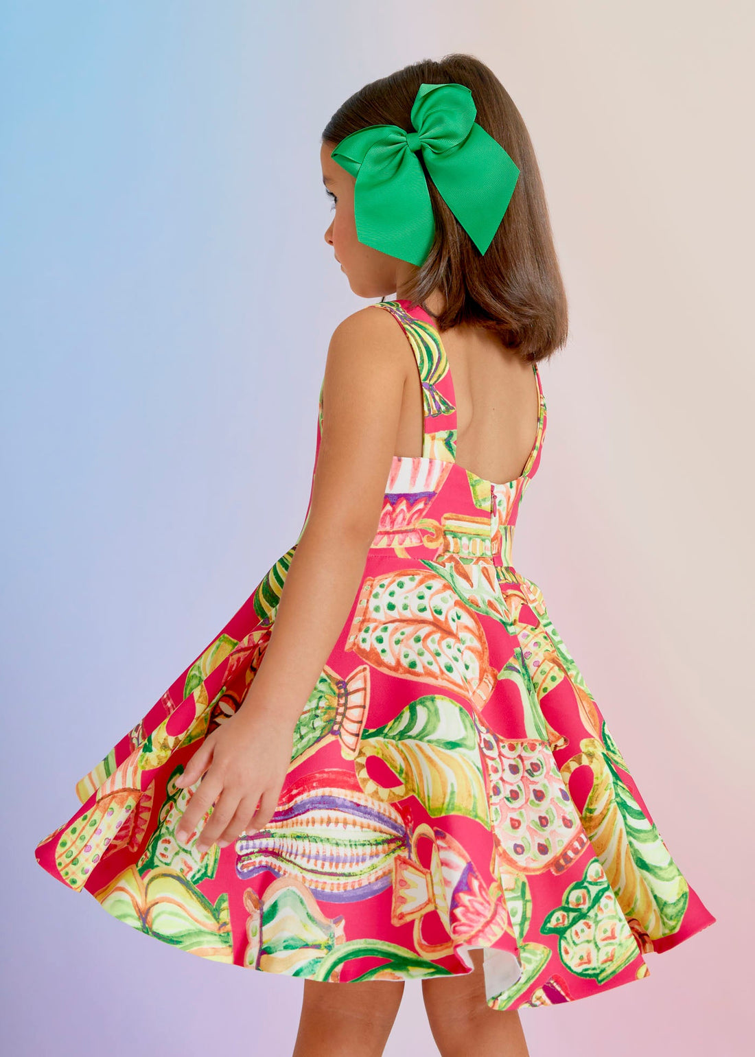 Abel & Lula 5056-80 Sukienka z krepy elegancka dziewczynka kolor truskawka