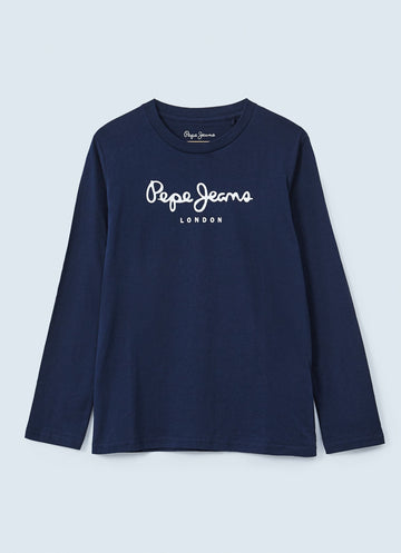Pepe Jeans PB501010-595 Koszulka z logo junior chłopak NAVY