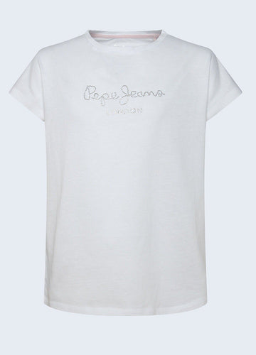 Pepe Jeans PG502460-802 Koszulka NURIA junior dziewczyna OPTIC WHITE